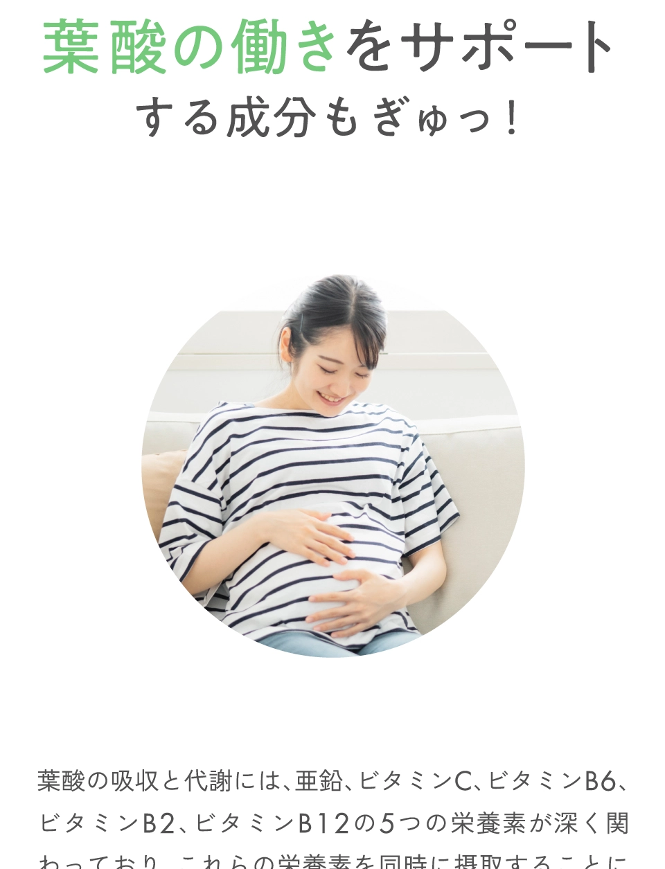 葉酸の働きをサポートする成分もぎゅっ！